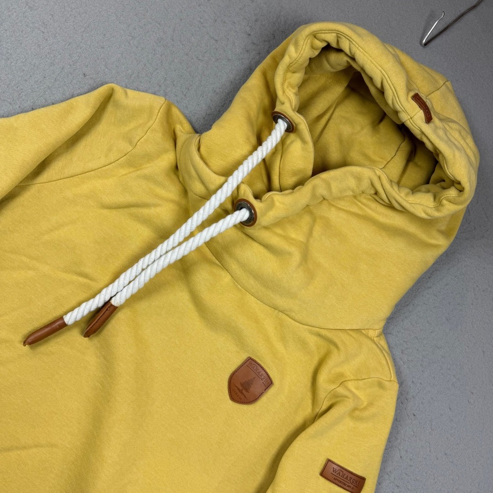 Wanakome Hoodie Womens L Pullover Yellow Cowl Neck Rope Drawstring